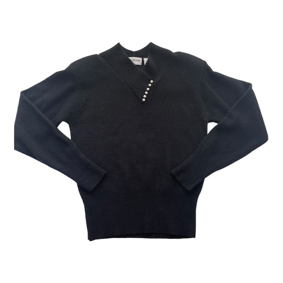 YarnWorks Women’s Sweater Size Medium Black Angora Vintage Blends Soft Warm - Picture 3 of 8